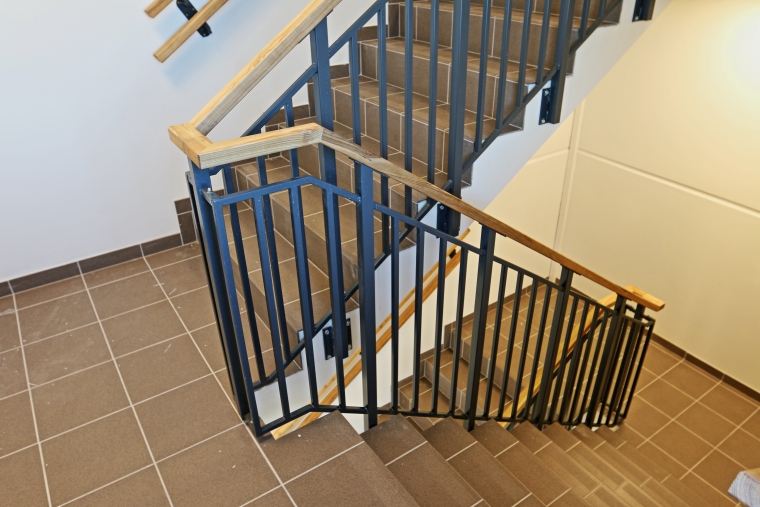 railings, metal, wooden handrails , staircase